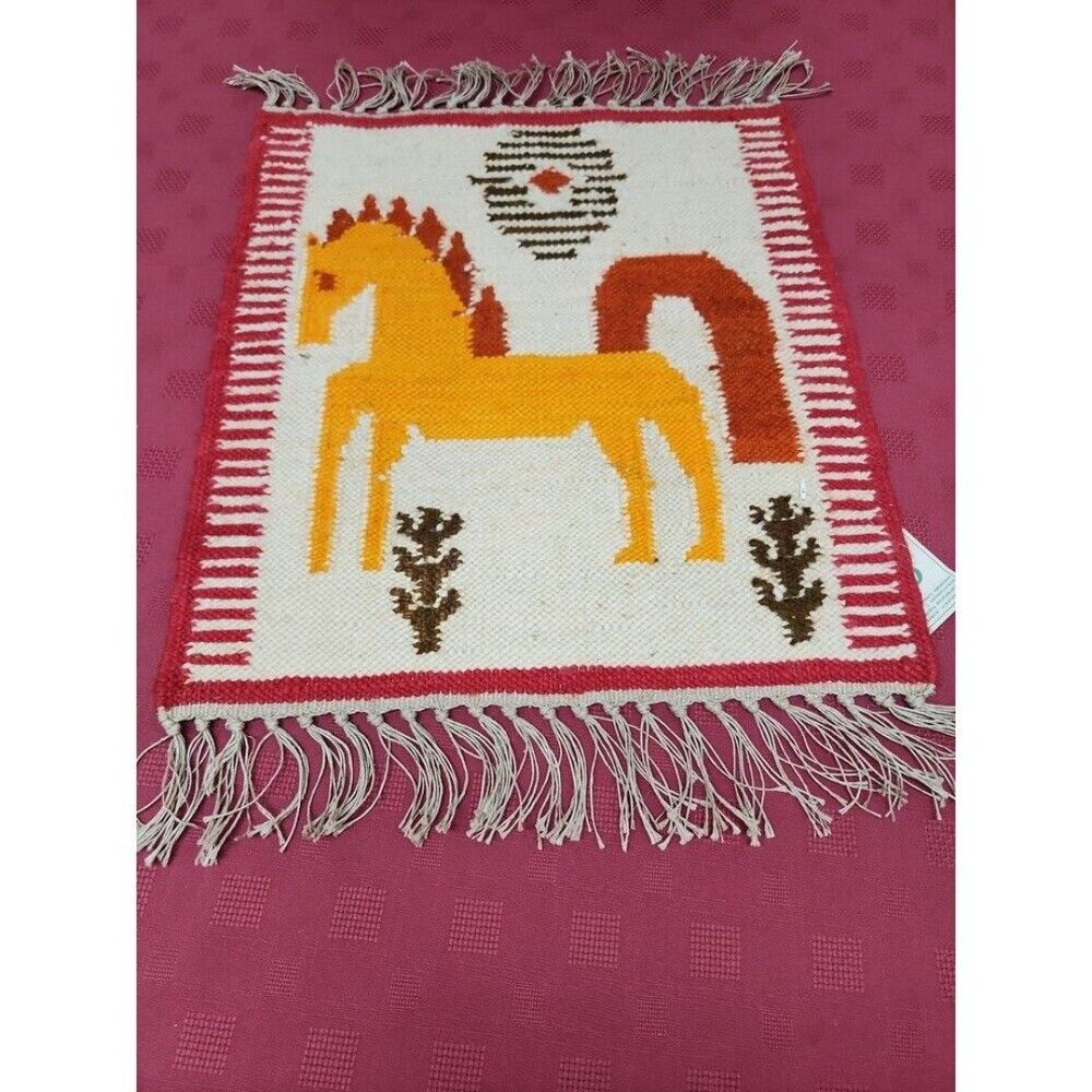 MCM Polish Cepelia Handwoven Kilim Wool Tapestry Strzalka 1970s By Potoczek NWT